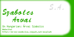 szabolcs arvai business card